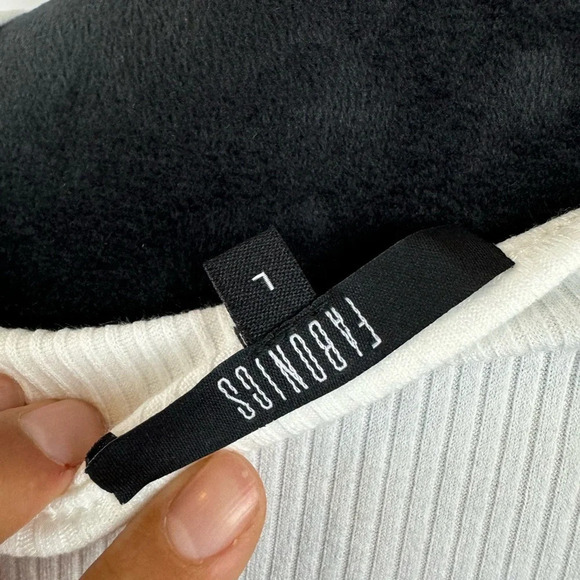 NWT Women Size Large White Ribbed Long Sleeve Square Sweetheart Neck - Picture 5 of 6